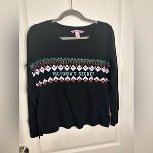 Victoria Secret Sleep Shirt Christmas Size Medium Waffle Knit Long Sleeve